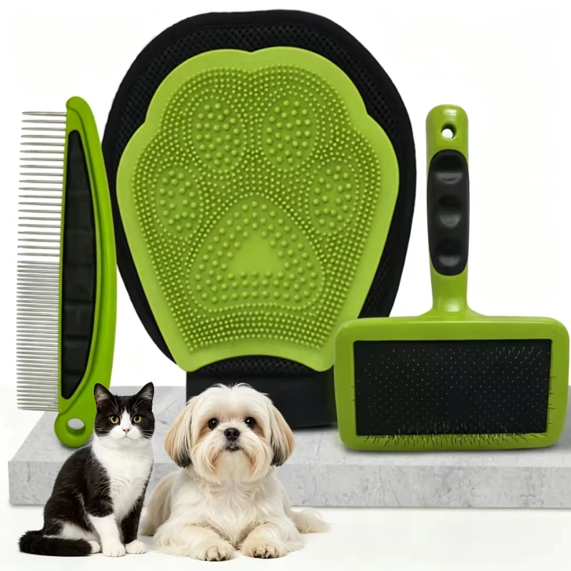 Pet Grooming Set Dog and Cat Hair Removal Brush Comb Gloves Professional Bathing Cleaning Tools Pet Bathing Supplies Set