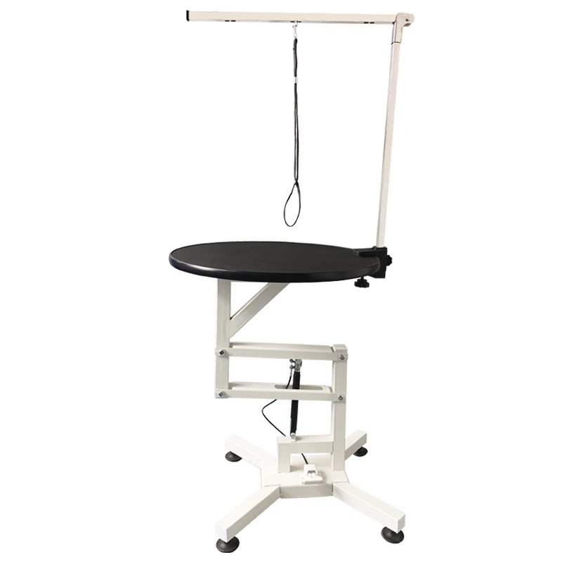 Pet Grooming Table Pneumatic Dog Grooming Table with Arm, White Pet Grooming Products for Dogs