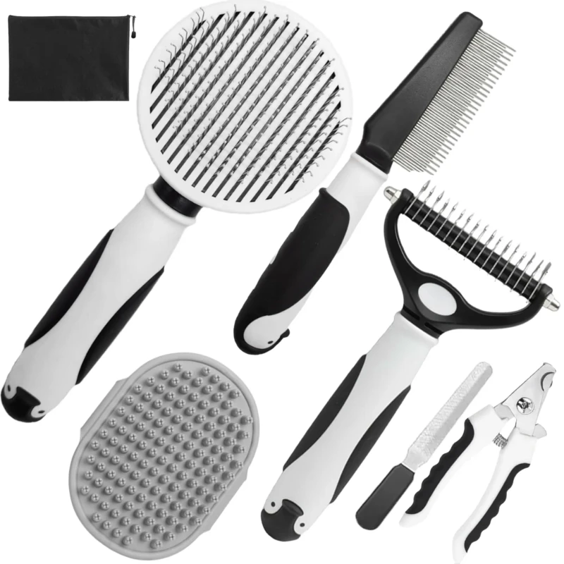 Pet Hair Removal Dog Grooming Brush with Soft Plastic Bristles for Dogs Dog and Cat Cleaning Products