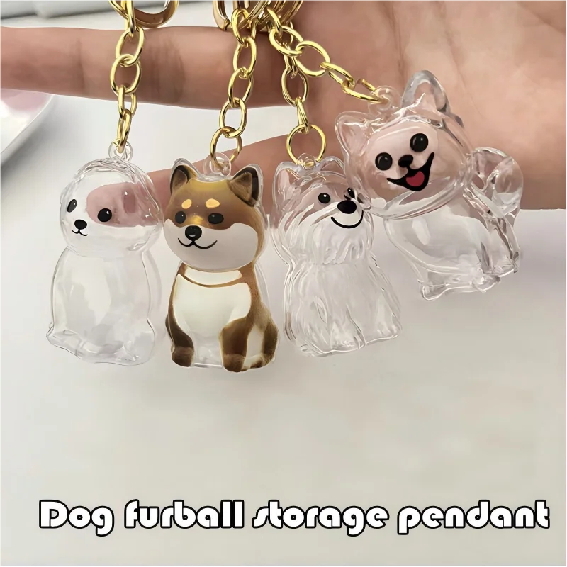 Pet Hair Storage Pendent Transparent Plastic Cat Dog Hair Storage Box Dog Hair Collection Decoration Keychain