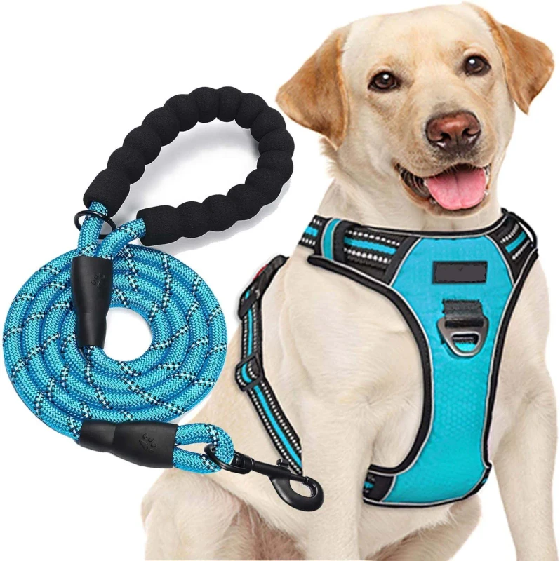 Pet Harness 2 Leash Clips Easy Control Handle Large Dog Adjustable Soft Vest Reflective Pet Harness No Pull