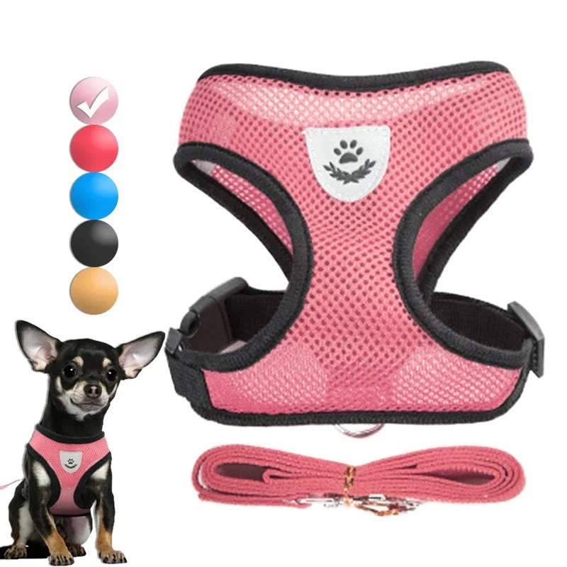 Pet Harness Breathable Mesh Dog Cats Vest Walking Lead Leash Polyester Mesh Harness Pet Traction Rope