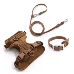 Pet Harness Luxury Dog Harness Set Training PVC Coated Pet Collar Leash Waterproof Handfree Dog Leash
