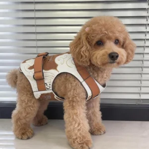 Pet Harness Set Handmade Easy Walk Adjustable Dog Pulling Harness Leather Puppy Padded Vest with Strong Buckle