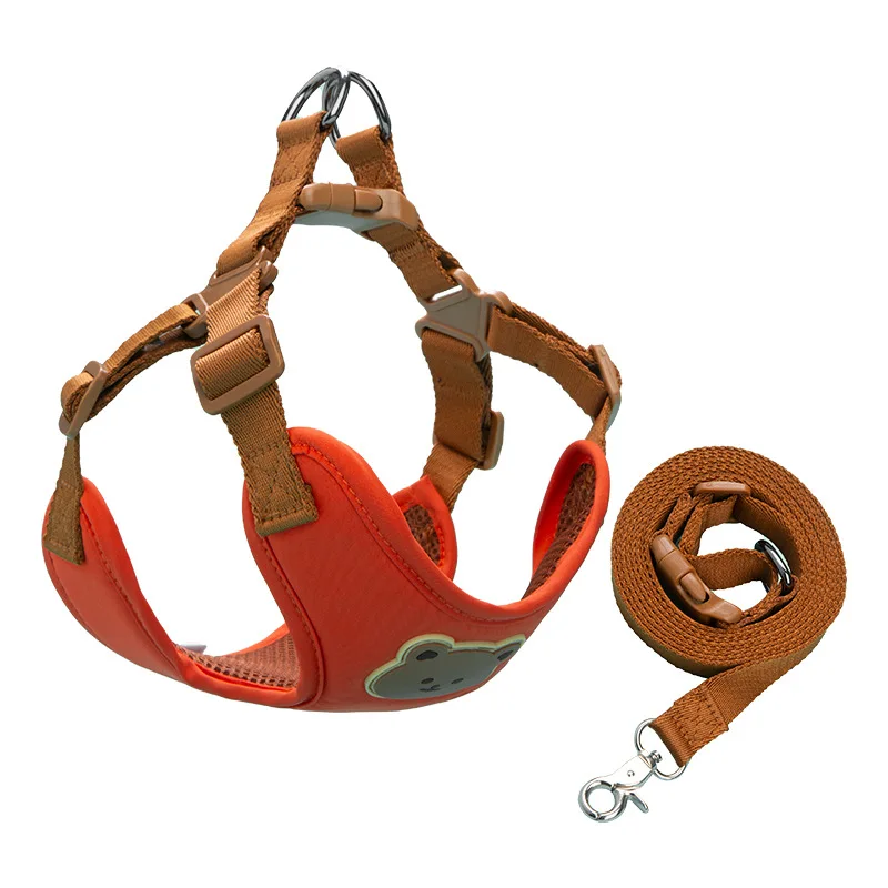 Pet Harness Style Leash for Small Medium Dogs Outdoor Walking Rope Chest Harness with Teddy Chain Design
