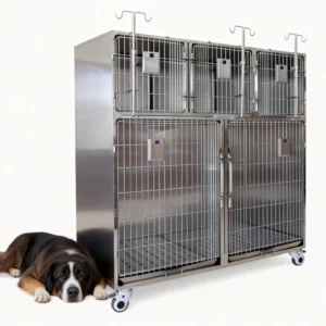 Pet Hospital Equipment 5-Door Stainless Steel Cage Simple Medical 304 Veterinary Kennel for Dogs with Eco-Friendly Solid Floor