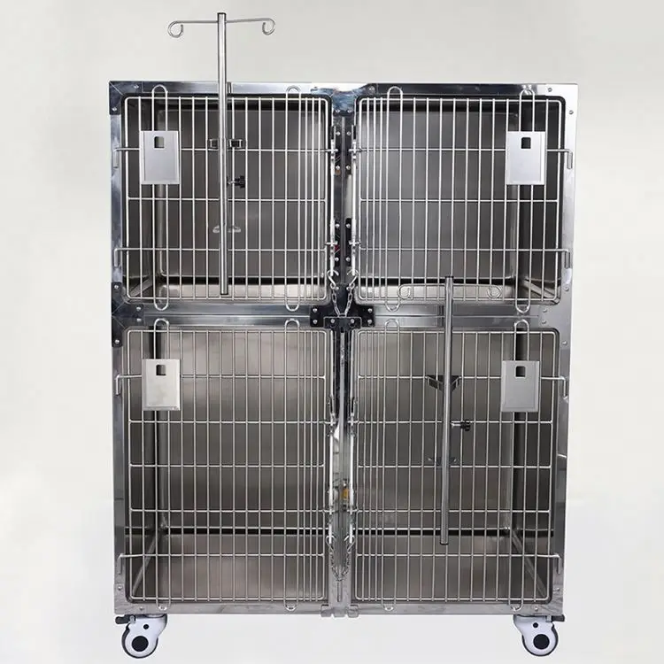 Pet Hospital Stainless Steel Dog Cage 2 Layers Large Dog Cat Cages Dog Cage Stainless Equipment