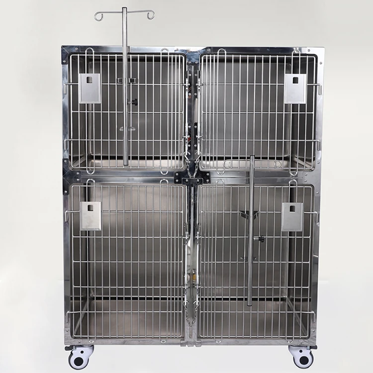 Pet Hospital Stainless Steel Dog Cage 2 Layers Large Dog Cat Cages Dog Cage Stainless