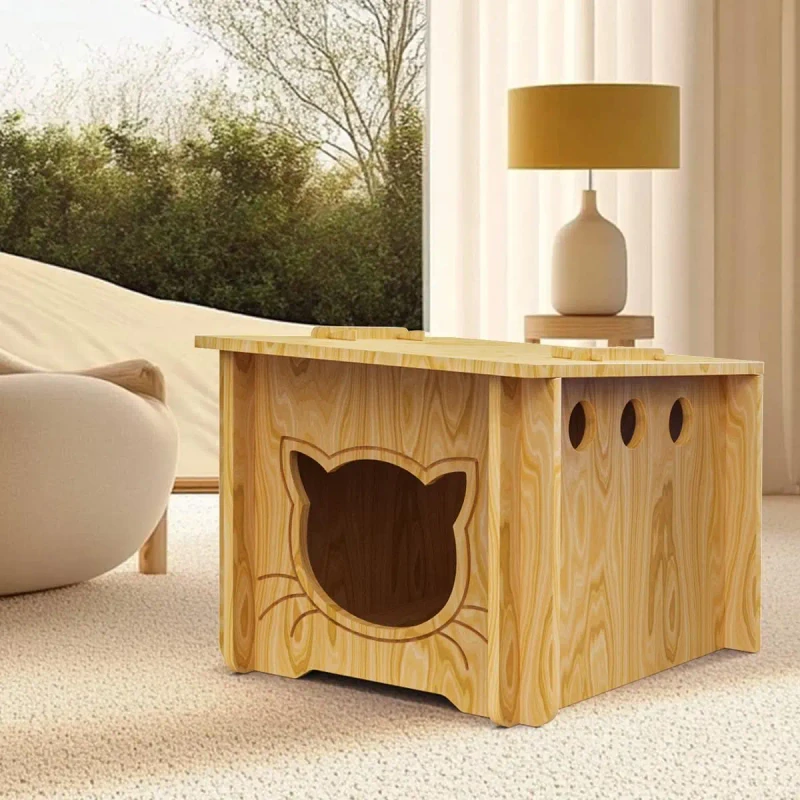 Pet House Furniture Outdoor Solid Wood Dog House Portable Wooden Kennel for Dogs Cats
