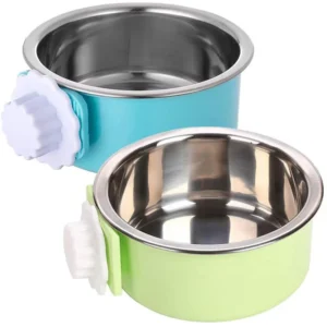 Pet Inside the Cage Hanging Dog Bowl Fixed Stainless Steel Hanging Feeder Bowl Cat Food Basin