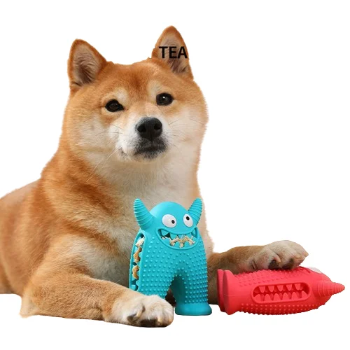 Pet Interactive Movement Toys Squeak Puppy Teeth Cleaning Treat Ball Silicone Pet Chew Toys Dog Chew Toy
