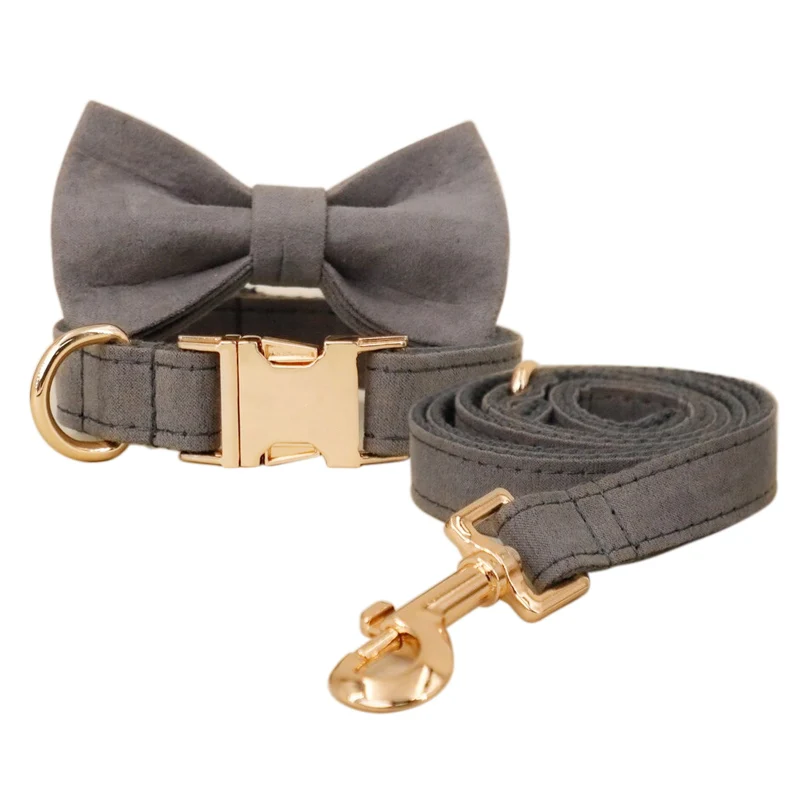 Pet Leash Dog Collar and Leash Set Manufacturer Custom Personalized Designer Luxury Solid New Product Dog Collar Velvet