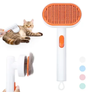 Pet Massage Stainless Steel Self Cleaning Grooming Brush Dog Cat Comb Slicker Brush with Release Button