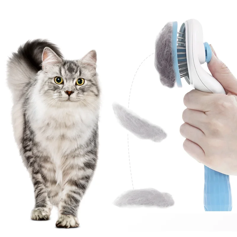 Pet Massaging Tool Suitable for Cat Dog Pet Grooming Shedding Brush Easy to Remove Loose Undercoat Self Cleaning Slicker Brush