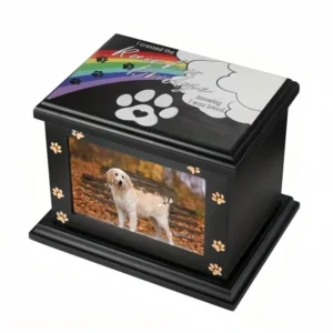 Pet Memorial Handmade Large Wood Pet Cremation Urn Luxury Custom Ashes Storage Box Pet Funeral Keepsake Urn with Photo Frame