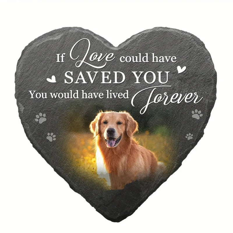 Pet Memorial Heart Shaped Plaque & DIY Custom Pet Tombstone Made to Order Personalized Pet Loss Sympathy Gift
