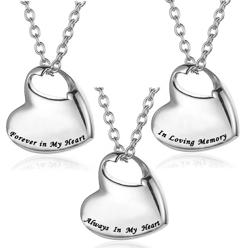 Pet Memorial Jewelry Funeral Products Pet Urn Necklace Stainless Steel Memorial Heart Pendant for Pet Ashes