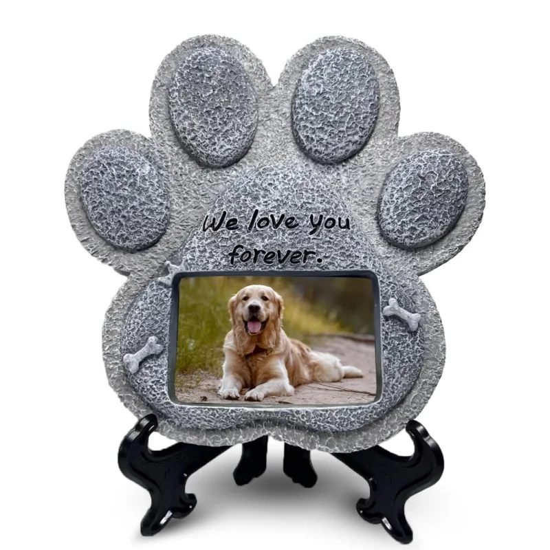 Pet Memorial Stones Dog Bereavement Gifts Outdoor Tombstone Paw Shaped Carve We Love You Forever