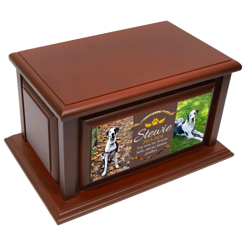 Pet Memorial Urns and Coffins for Pets Ashes Wooden Funeral Cremation Urns With Photo Frame Keepsake Box