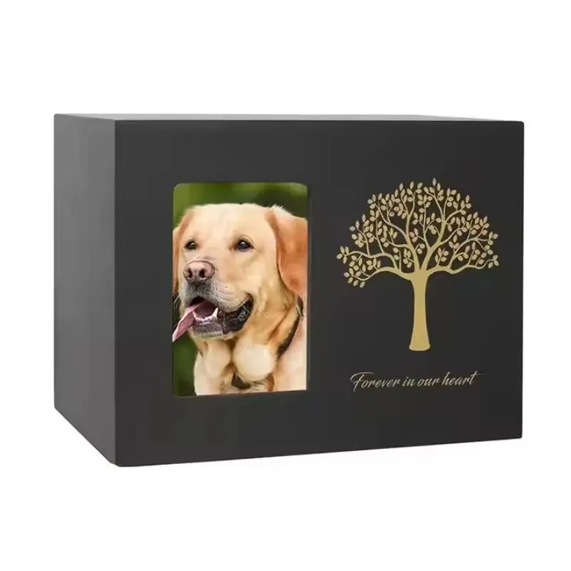 Pet Memorial Urns for Dog or Cat Ashes Large Wooden Funeral Cremation Casket Urns with Photo Frame Keepsake Memory Box