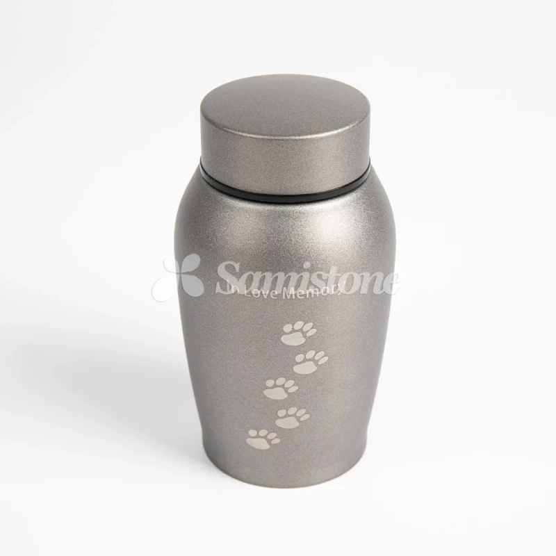 Pet Memorials Metal Cremation Urn Gift Customized Grey Stainless Steel Cats Box Logo Pet Caskets for Pet Ashes