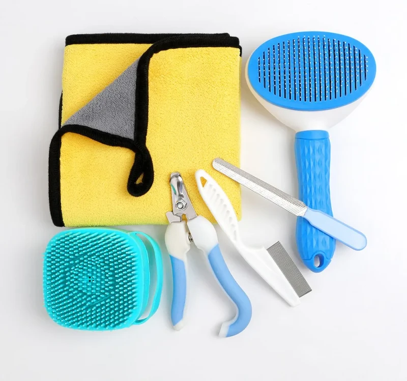 Pet Nail Clipper Nail File Flea Comb Dog Hair Remover Brush Puppy Cat Grooming Kits Pet Beauty Care Kit