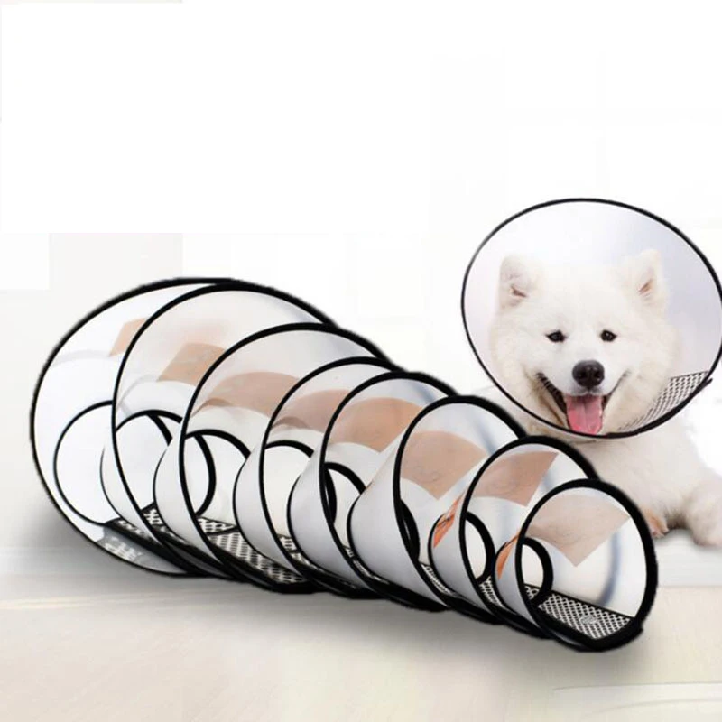 Pet Neck Collar Adjustable Pet Health Plastic Protection Anti Bite Lick Translucent Reusable Cat Dog Elizabethan Collar
