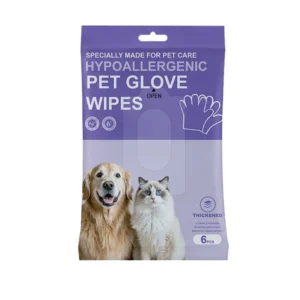 Pet No Wash Glove Wipes Hypoallergenic Unscented 6 Piece Pack Customizable for Cross Border Sales Universal Cats Dogs Wipes