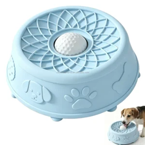 Pet Non Slip Slow Feeder Lick Bowl Quadrate Built Rolling Ball Dog Bowl Portable Modern Waterproof