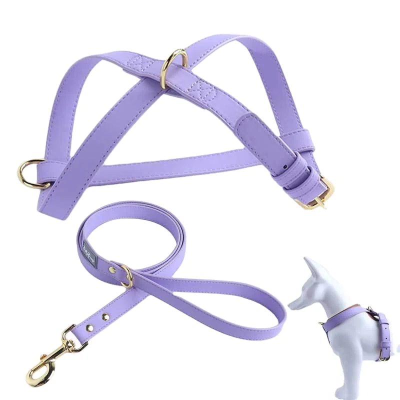 Pet PU Collar Leash Set Pet Dog Harness Leash Set