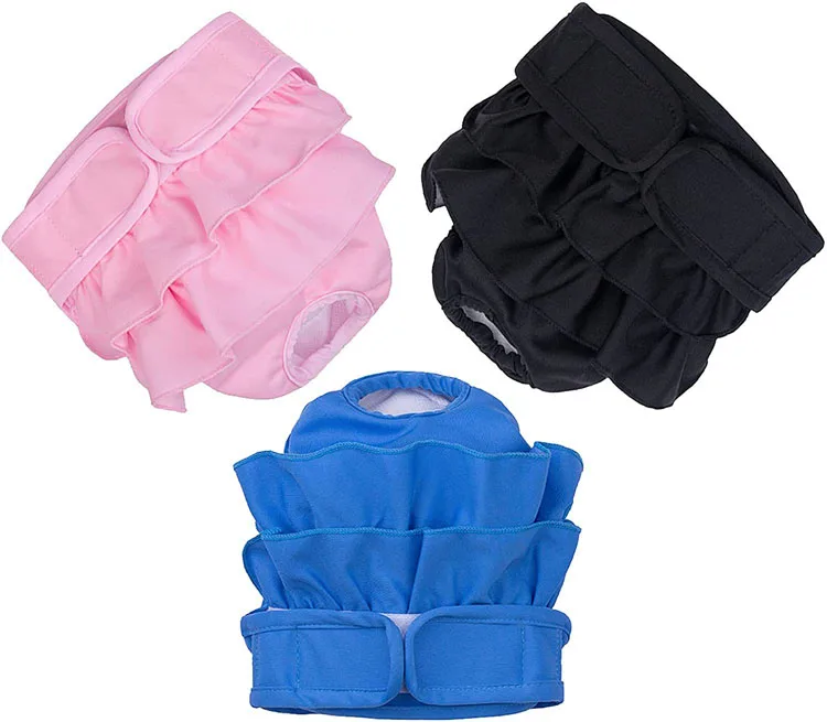 Pet Pee Pad Solid Prints Flow Ruffles Female Dog Diapers Washable Quick drying Absorption Waterproof Leakproof Dogs Panties