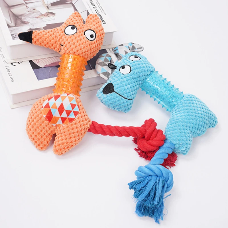 Pet Plush Sound TPR Toy Dog Interactive Tug of War Training Squeaky Plush Chew Toy