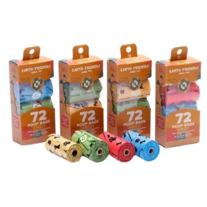 Pet Poop Bag Earth Friendly Dog Waste Bag with Scents Customized Lavender Scent 72 Bags 4 Rolls Biodegradable Compostable