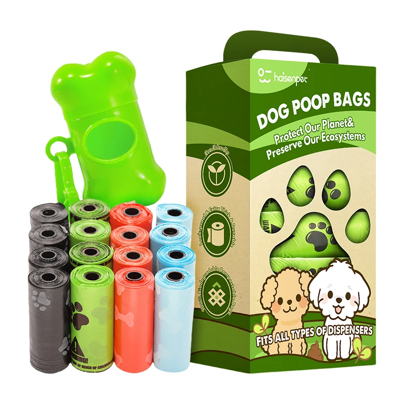 Pet Poop Disposal Rolls Boxed PBAT+PLA 100% Biodegradable Dog Poop Bags