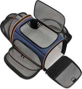 Pet Products Airline Approved Pet Carrier 3 Sides Expandable Dog Carrier with Fleece Pad 3 Doors for Cats Dogs Puppy