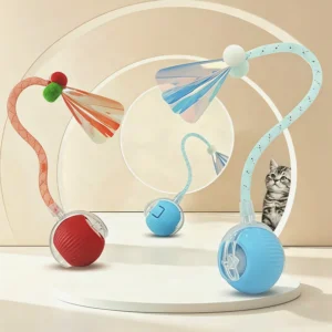 Pet Products Dog Accessories Interactive Movement Plastic Automatic Electric Charging Rolling Dog Cat Ball Chew Toys with Rope