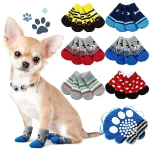 Pet Puppy Doggie Grip Socks Paw Protectors Cotton Knit Dog Socks Anti Slip Non Slip Dog Winter Shoes