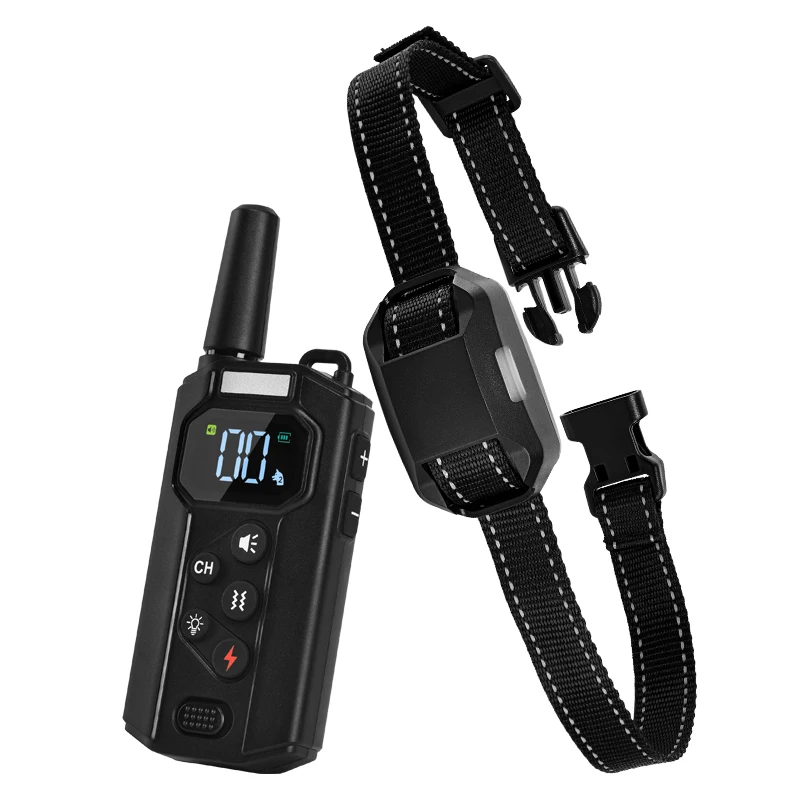 Pet Remote Dog Training IP67 Waterproof Rechargeable Plastic Beep Vibration Shock Bark Control Collar