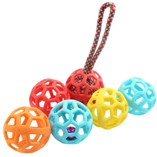 Pet Rope Toys Bite Resistant Chewing Teeth Cleaning Training Interactive TPR Hollow Cats Pet Dogs Toy Ball