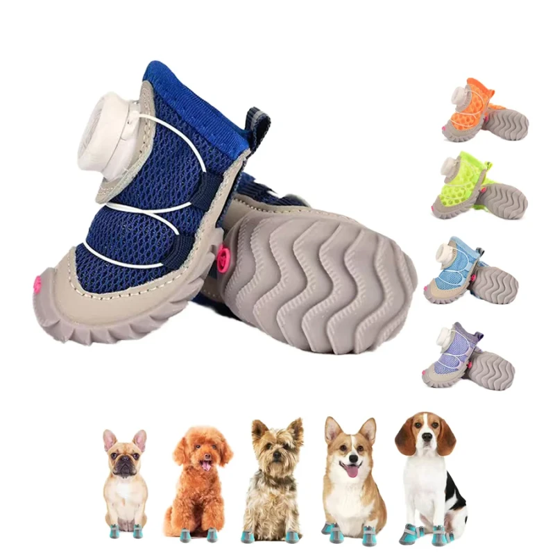 Pet Shoes for Dogs Adjustable Button New Dog Shoes Boots Air Mesh Breathable Summer Shoes Anti Slip