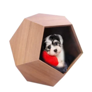 Pet Shop Wooden Cat House New Natural Wood Pet Furniture Dog Cats House Bed Carrier Polygon Pentagon Pet Cages