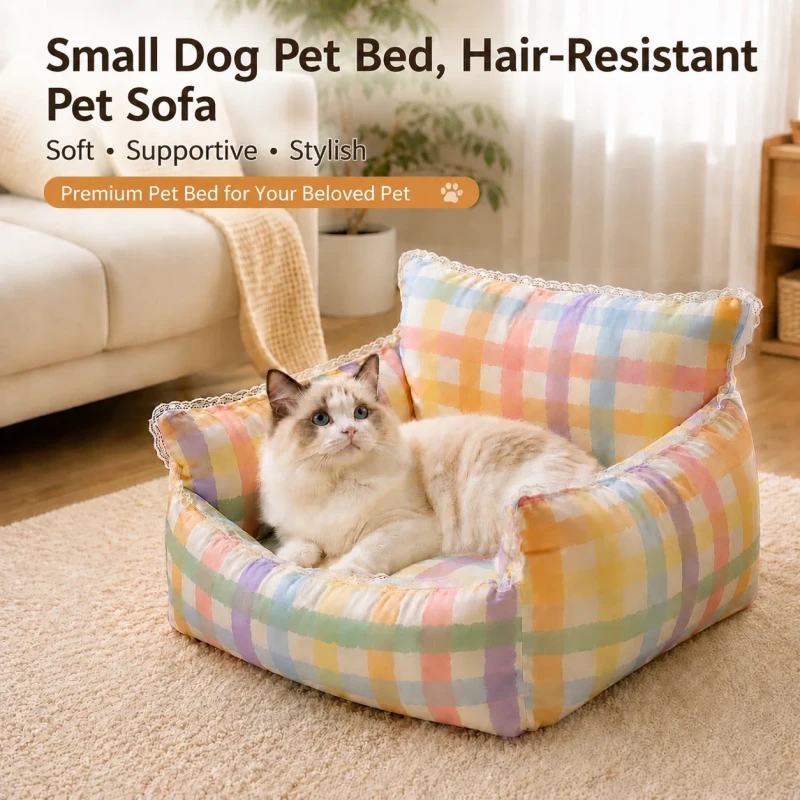 Pet Sleeping Sofa, Small Dog Pet Bed, Non-shedding, Pet Sofa Comfortable Sofa for Teddy Bichon Corgi for Small Medium Puppies