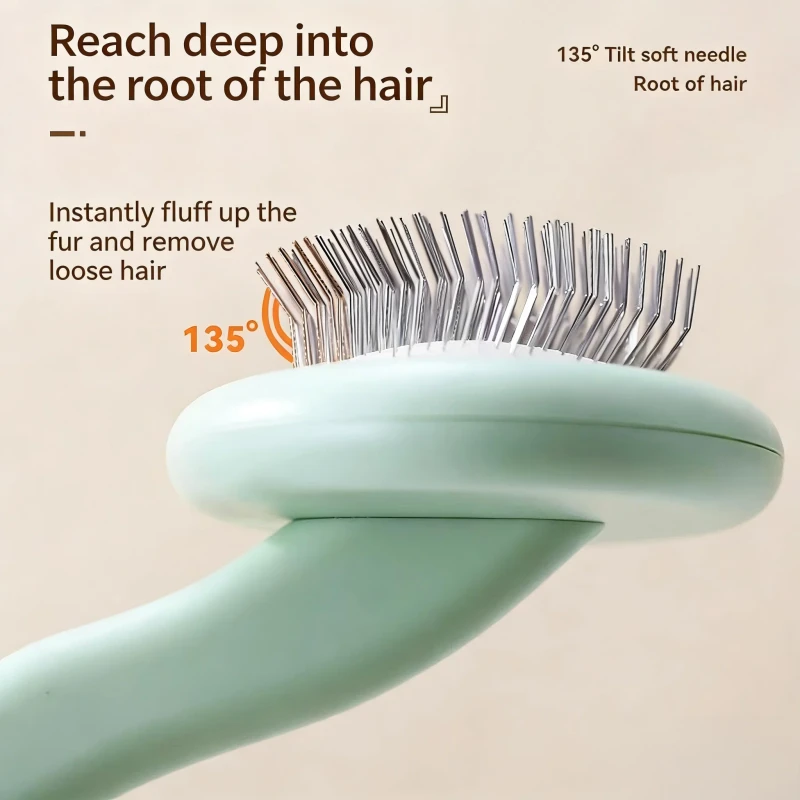 Pet Slicker Brush Soft Needles Cat Dog Grooming Brush Ergonomic Handle Deshedding Brush for Fluffy Coat Skin Friendly
