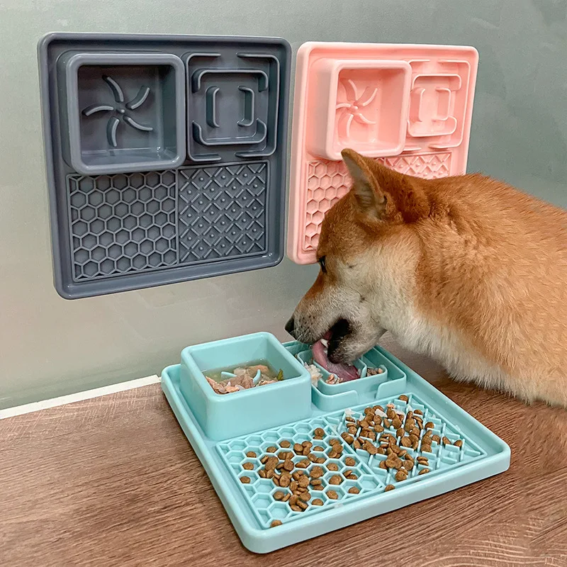 Pet Slow Feeding Bowl with Suction Cup Silicone Material Love Design Customizable Portable Stylish for Cats Dogs