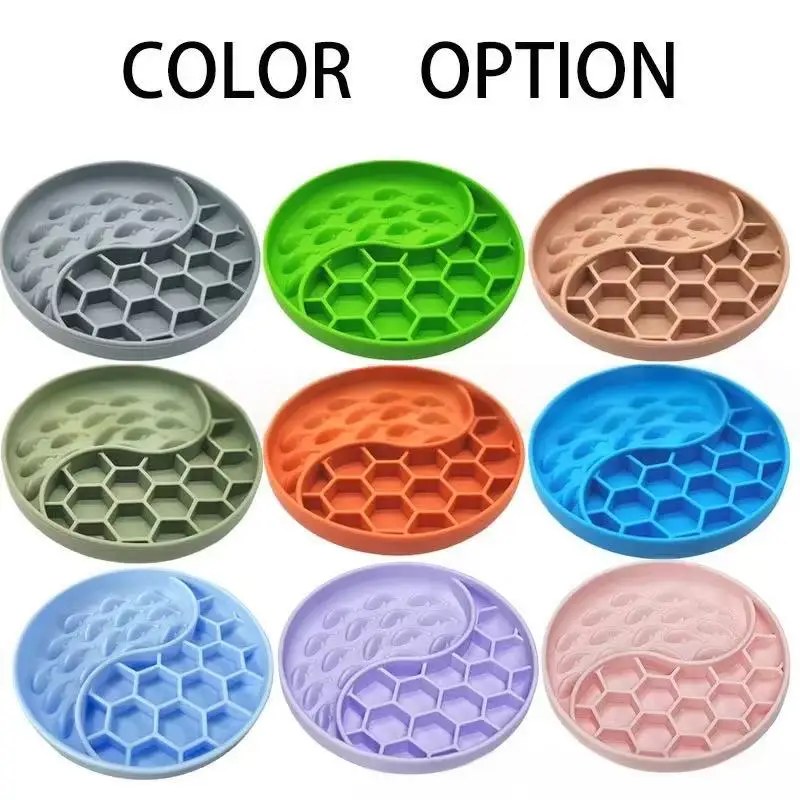Pet Slow feeding Bowl Anti choking Single Bowl Non slip Silicone Suction Cup Honeycomb Slow feeding Dog Bowl Food Dish Feeder