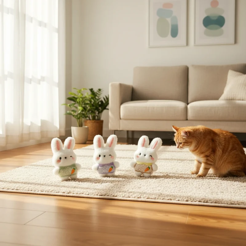 Pet Small Animal Chew Toys Cotton Plush Bunny with Inserted Bell Indoor Interactive Toy Teeth Grinding