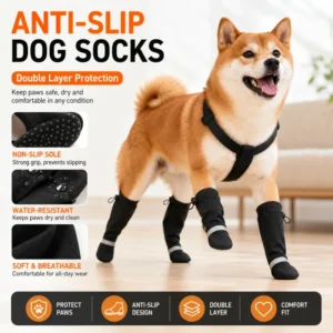 Pet Socks Anti Slip Double Layer Soft Cotton Adjustable Strap Rubber Sole for Small Dog Cat Indoor Paw Care OEM ODM Colors