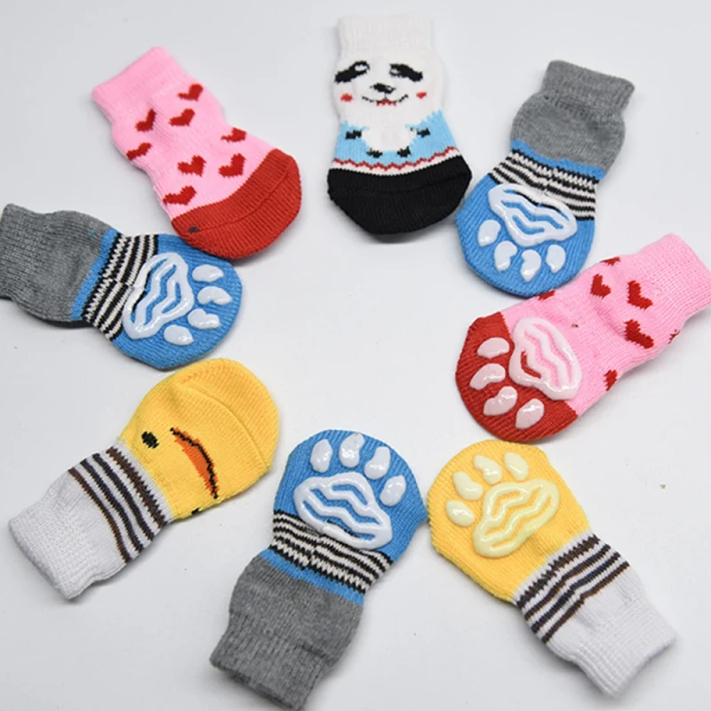 Pet Socks Cartoon Casual Non slip Bottom Puppy Dog Socks Dog Foot Covers Teddy Small Dog Cotton Socks Supplies
