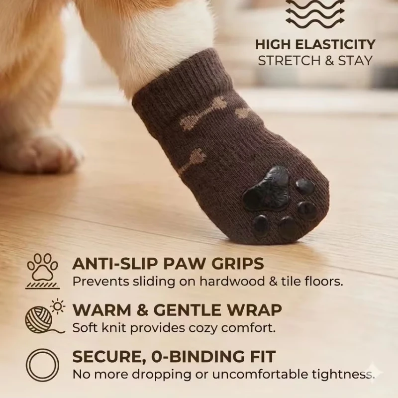 Pet Socks Fleece Dog Shoes Outdoor Hiking Waterproof Socks for Dogs Walking Accessories