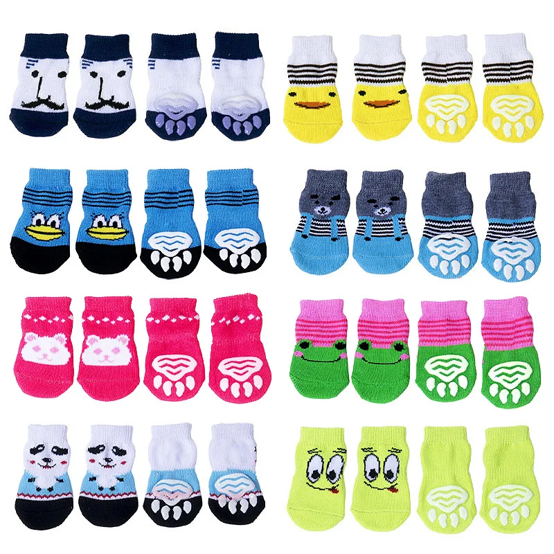 Pet Socks Non-Slip Dog Foot Covers for Teddy Dogs, Corgis, and Cats 4-Pack